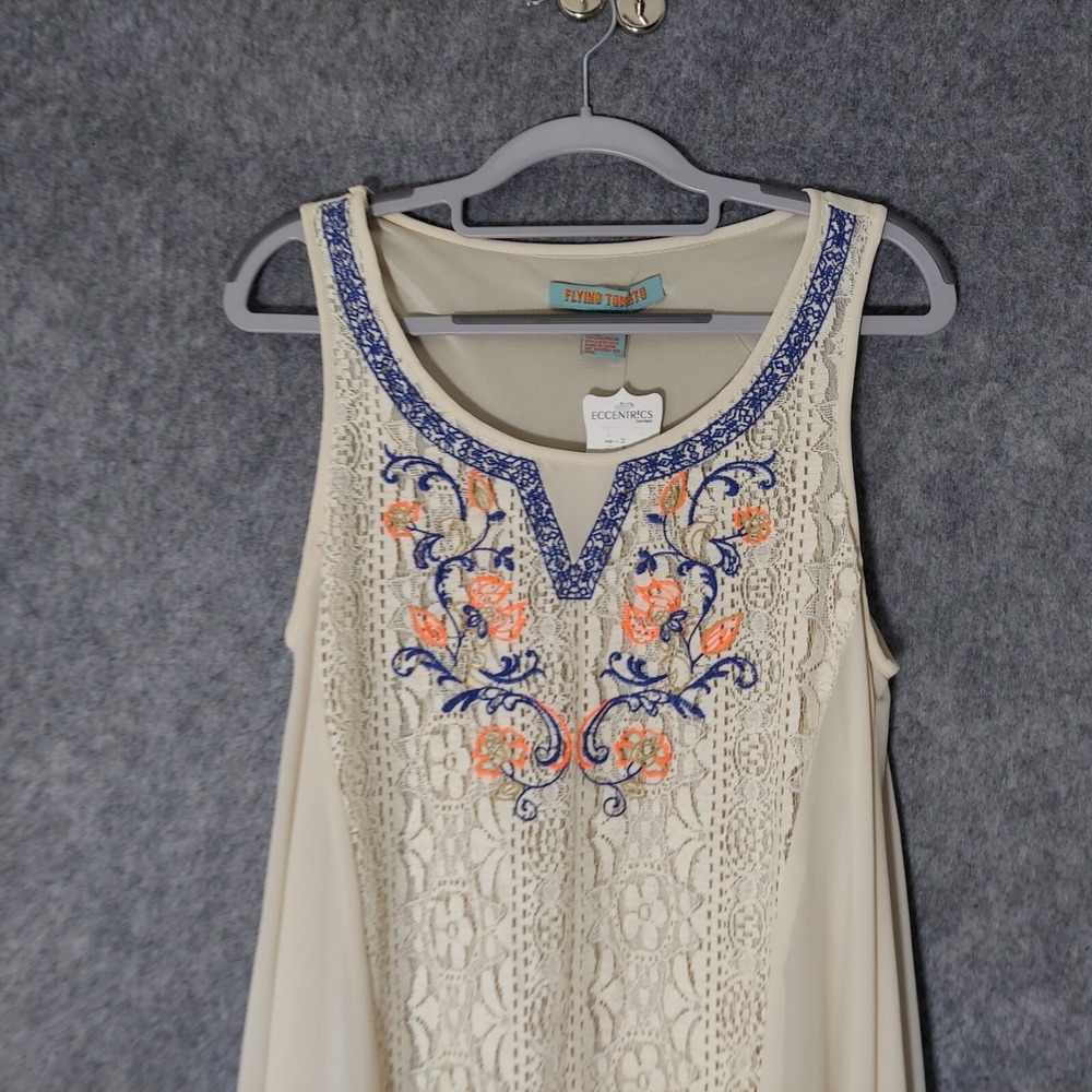 Flying Tomato Dress M Embroidered Lace Chiffon Lagenlook Handkerchief Festival - Picture 2 of 7